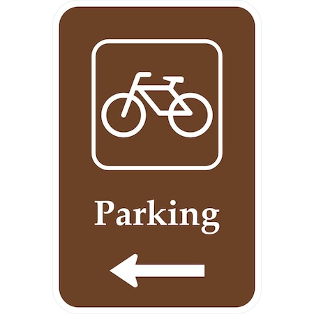 Lyle Parking (with Cycle and Left Arrow Symbol), 12x18, High Intensity Prismatic, White G-4316-HI_12x18