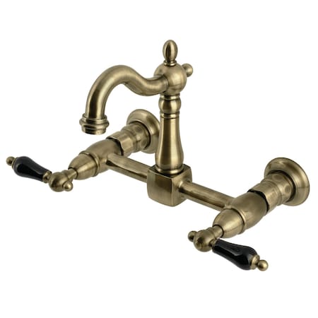 Kingston Brass Two-Handle Wall Mount Bridge Kitchen Faucet, Antique Brass KS2443PKL