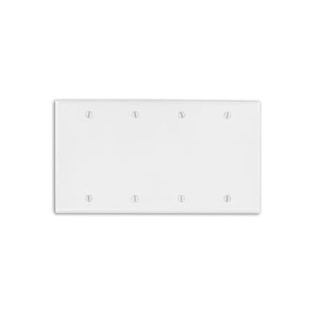 Leviton Blank Wallplate, Standard Size, Gang 4, White 88064