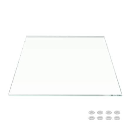 Fab Glass And Mirror 18in Square Ultra Clear Glass Table Top, Flat Edge, Low Iron Extra Clear Tempered Glass 1/4 LI-18SQ6THFL