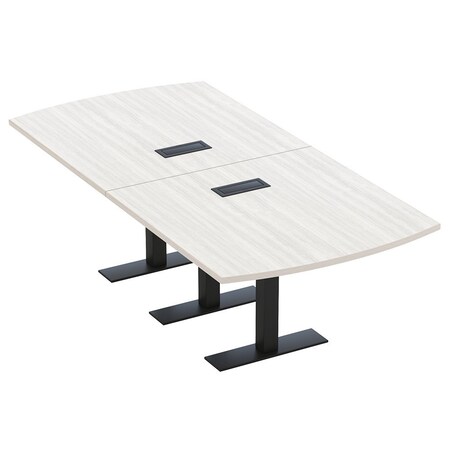 Skutchi Designs Person Conference Table With Power Unit | 8' Arc Rectangle Table | Harmony Series HAR-AREC-48X96-T.BK-WA7976-EBLK