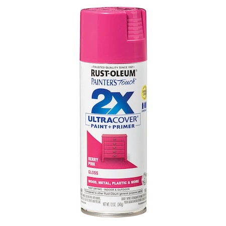 Ultra Cover 2X 12 Oz Rust-Oleum Brands Berry Pink Enamel Spray Paint, Gloss 334025