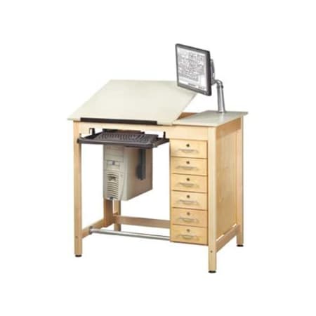 Diversified Spaces Drawing Table DRAWING TABLE WITH DRWRS, 30" D X 39-3/4" H, 42" W X Plastic Laminate, Almond CDTC-71