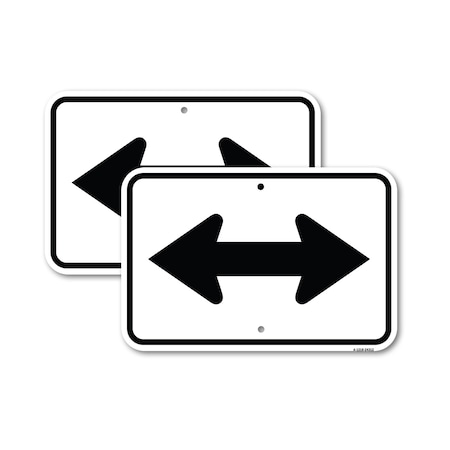 Signmission Bidirectional Arrow Black, 18'' X 24'' 2 Signs, Heavy Gauge Aluminum, 2PK A-1824-2PACK-24312