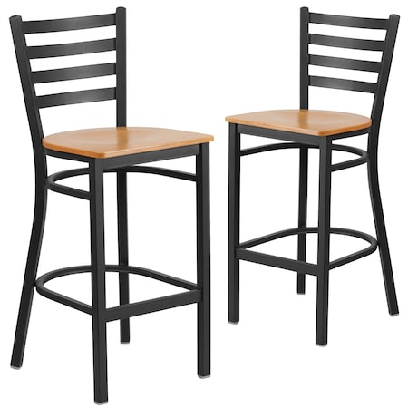 Flash Furniture Black Ladder Stool-Nat Seat, PK2 2-XU-DG697BLAD-BAR-NATW-GG