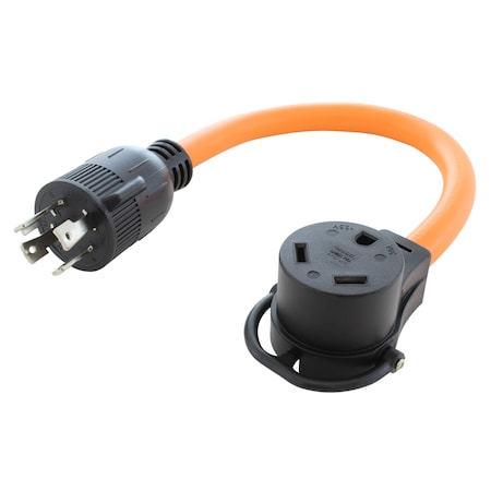 Ac Works 1.5FT L14-30P 30A 4-Prong Locking Plug to 30A RV Generator Adapter RVL1430TT-018