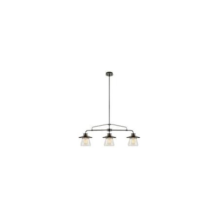 Globe Electric 3-Light Pendant, Clear Glass Shades, Oil Rubbed Bronze 64845