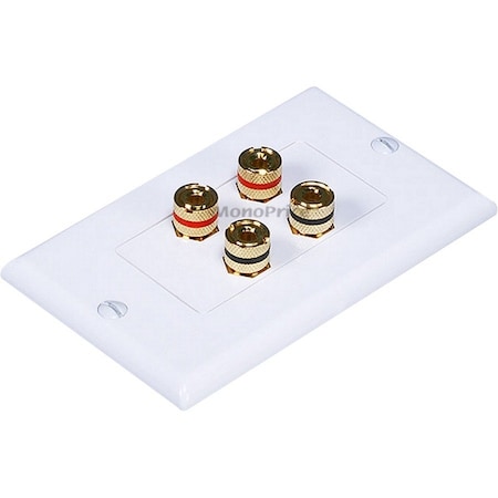 Monoprice High Quality Banana Binding Post Two-Piece Inset Wall Plate for 2 Speakers 3325