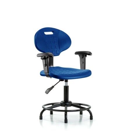 Blue Ridge Ergonomics Erie Poly Chair, Desk, Arms, Round Tube Base, Glides, Blue BR-TPDHCH-RT-A1-RG-BLU