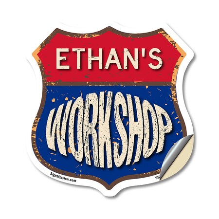 Signmission Ethan's Workshop, 12 Inch X 12 Inch, Vinyl Decal SHI-D-12-489-ETHAN