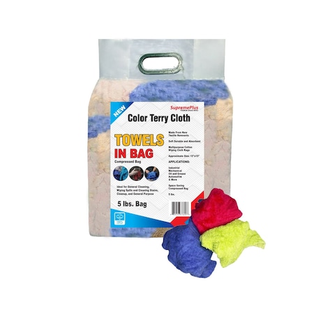 Supremeplus New Color Terry Towel Cleaning Rags, 5 lbs. Bag SP-6403