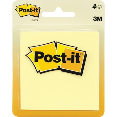 Post-It 3''x3'' Canary Yellow Note Pad, 4PK 5400A