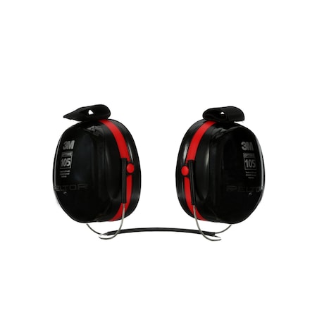 3M Peltor Peltor Optime 105 Behind-the-Neck Ear Muffs, 29 dB NRR, Passive, General Purpose, Black/Red H10B