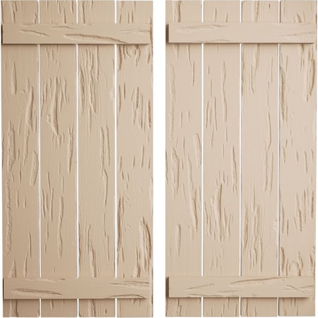 Ekena Millwork Rustic Four Board Spaced Board-n-Batten Pecky Cypress Faux Wood Shutters, 23 1/2"W x 38"H SHUBSS23X38PCPR