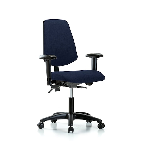 Blue Ridge Ergonomics Desk Chair Fab Desk Chair, Med, Bk, Cast, Navy, Adjustable Arms, 19" to 24" Height, Fabric, Dark Blue BR-FDHCH-MB-RG-T1-A1-RC-F45