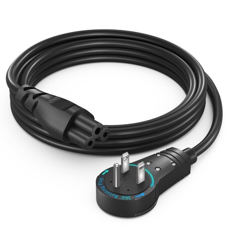 Maximm 6ft 3-Prong AC Laptop Power Cord, 360 degrees Plug NEMA 5-15P to C5 UL Certified ADW-360-C5R06-18B0