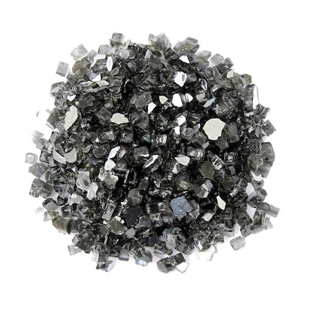 Homeroots Black Round Reflective Fire Pit Glass 479084