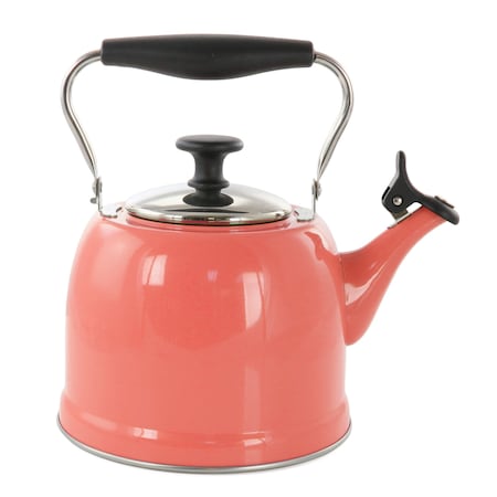Martha Stewart Everyday Lily Pond 2.2 Quart Stainless Steel Tea Kettle in Coral 137304.01
