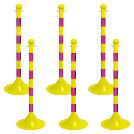 Mr. Chain Yellow/Magenta Light Duty Stanchion (6-Pack) 91530-6