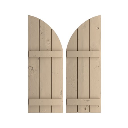 Ekena Millwork Knotty Pine 3 Board Joined Board-n-Batten w/Quarter Round Arch Top Faux Wood Shutters, 16.5"W x 88"H SHUBJQ16X88KPPR