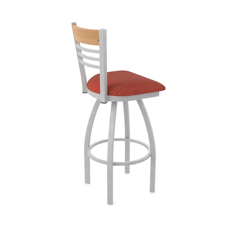 Holland Bar Stool Co Eleanor 36in Swivel Extra Tall Bar Stool, Anodized Nickel Finish, Medium Back and Graph Poppy Seat 880