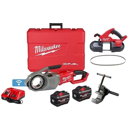 Milwaukee Tool M18 FUEL Pipe Threader +Band Saw +Blades 2874-22HD, 2829-20, 48-39-0609