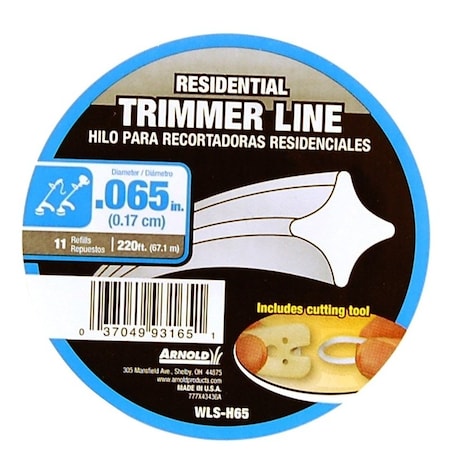Arnold Trimmer Line, 0065 in Dia, 220 ft L, Nylon WLS-H65