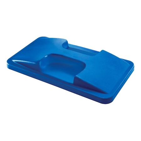 Crusader CTH Thin Recycling Container Flat Lid with Handle, Blue, Polypropylene CTH-LHFTBL