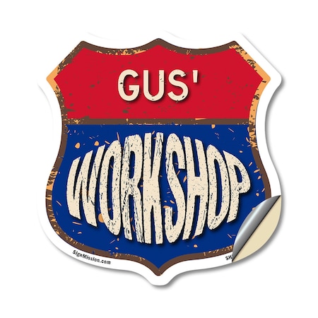 Signmission Gus's Workshop, 12 Inch X 12 Inch, Vinyl Decal SHI-D-12-489-GUS