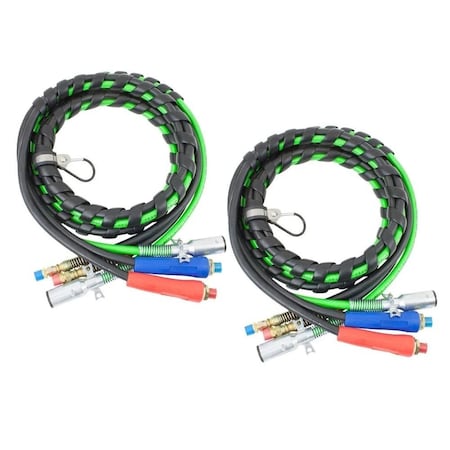 Mytee Products 3-in-One Wrap 7 Way Electrical Green ABS Air Brake Lines 15 Ft, 2PK MP-AB3IO-169157x2