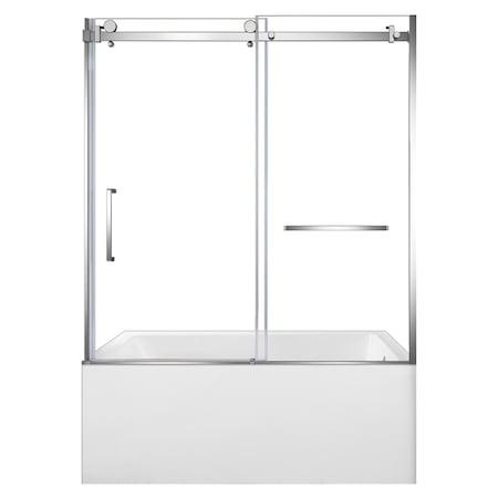 Kingston Brass 60" Acrylic Alcove Right-Hand Drain Tub with Left Sliding Tub Door, White/Polished Chrome KVTDE603122R1