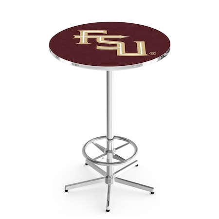 Holland Bar Stool Co 42" Chrome Florida State (Script) Pub Table, 36" dia. Top L216C4236FSU-FS