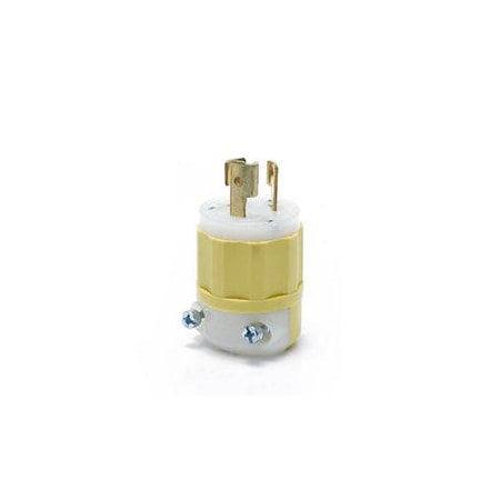 Leviton Locking Plug, L7-15P, 15 A, 277V AC, Single Phase, 2 Pole, Screw Terminals, White, Yellow 4770-CY