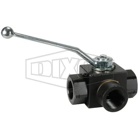 Dixon HPBV34-3-Way 3-Way High Pressure Full-Bore Ball Valve, 3/4 in, FNPT, Carbon Steel Body, L-Full Port, HPBV34-3WAY