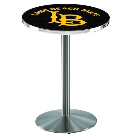 Holland Bar Stool Co 42" Stainless Steel Long Beach State University Pub Table, 36" dia. Top L214S4236LBStUn