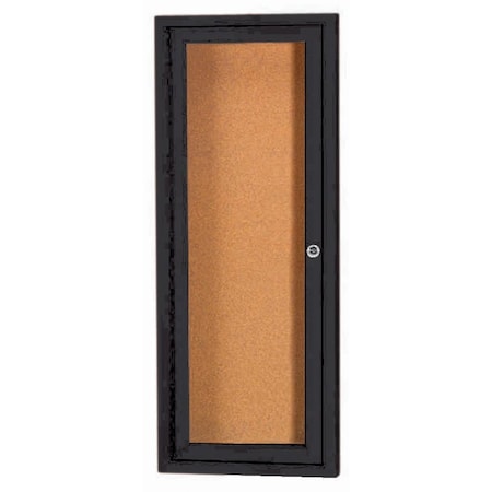 Aarco Enclosed Natural Pebble Grain Cork Bulletin Board w/ Black Powder Coated Al Frame, 36''Hx12''W DCC3612RBK