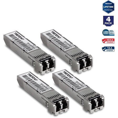 Trendnet 4-PACK SFP MULTI-MODE LC MODULE, MODEL, INCLUDES FOUR FIBER GIGABIT, 4PK TEG-MGBSX/4