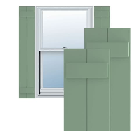 Ekena Millwork True Fit PVC, Two Board Joined Board-n-Batten Shutters, Track Green, 10 3/4W x 30H, PR TFP101BBF11X030TG
