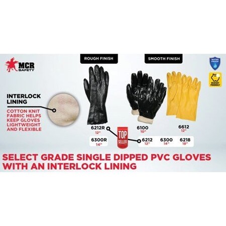 Mcr Safety Black Pvc Smooth Interlock Line, L, PK12 6212