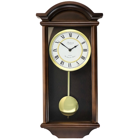 Bedford Clock Collection George 22 Inch Chestnut Wood Chiming Pendulum Wall Clock BED-GEORGE