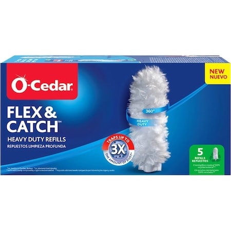 O-Cedar Flex & Catch Dusting Refill, 5 in Head, Microfiber Head, 3 ft L Handle, White 172172
