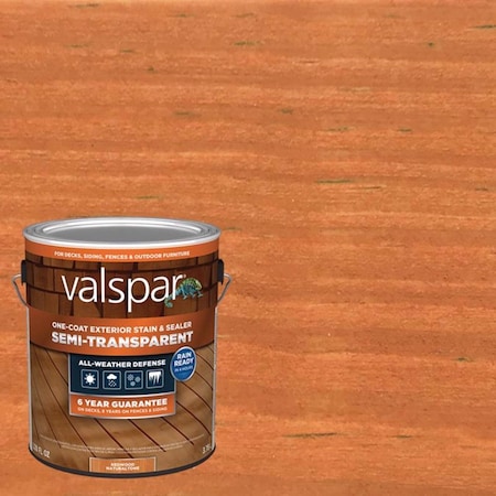 Valspar One-Coat Semi-Transparent Redwood Naturaltone Stain and Sealer 1 gal VL1028084-16