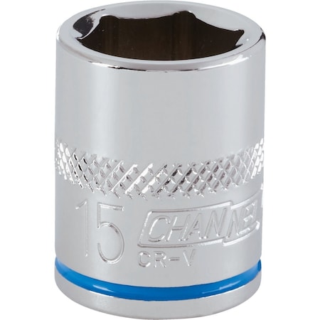 Channellock 3/8'' Drive 15 mm 6-Point Shallow Metric Socket 302720