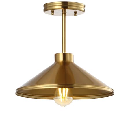 Jonathan Y Cisco 11.8 in. Iron Modern Farmhouse LED Semi Flush Mount, Brass Gold JYL9532A