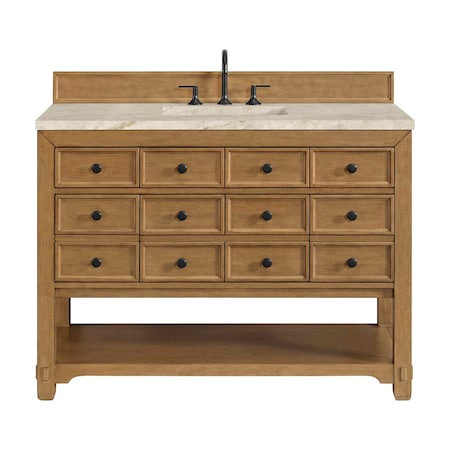 James Martin Vanities Malibu 48" Single Vanity, Amber Birch, w/ 3 CM Tajnar Eclos Top 505-V48-AMB-3TJR