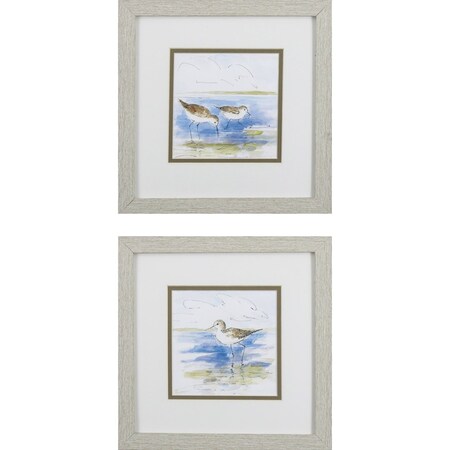 Homeroots Set Of 2 Watercolor Shore Birds Framed Art, 2PK 387732