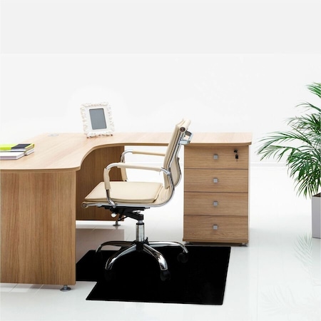 Floortex Advantagemat Black Vinyl Lipped Chair Mat for Hard Floor - 36" x 48" FC123648HLBV