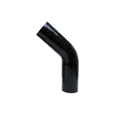 Hps Performance 1-3/4 in ID, 10 in Leg Length, 4-Ply High Temp Reinforced Silicone 45 deg. Elbow Coupler Hose, Black HTSEC45-175-L10-BLK