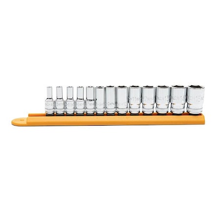 Gearwrench Mid Lenght Socket Set, 1/4Dr, 6Pt, Met, 13PC 80304S-06