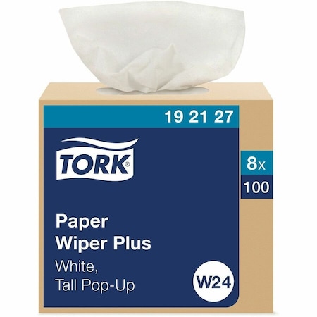 Tork Tork Paper Wiper Plus White W24, Pop-Up Box, 8 x 100 Sheets, 192127 192127